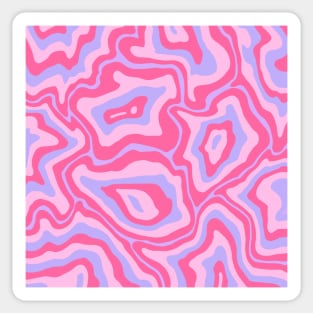 Abstract Retro Liquid Marble Swirl, Purple and Pink Sticker